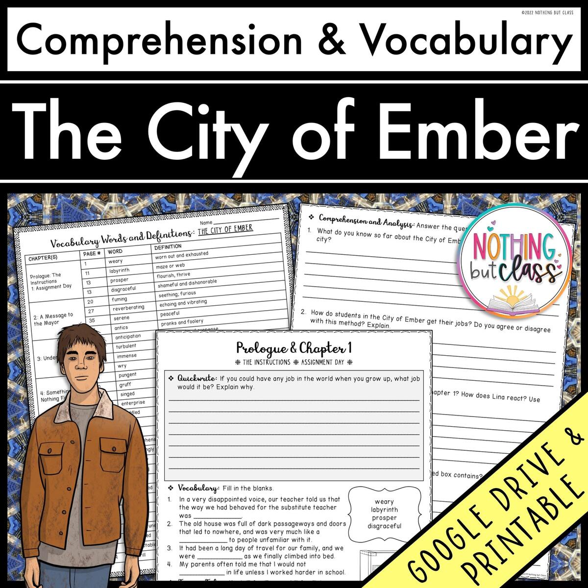 3 Character Maps On THE CITY OF EMBER Worksheet Quiz Test NO PREP Just Print PDF Classful