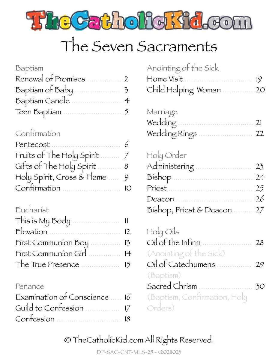7 Sacraments Word Search WordMint