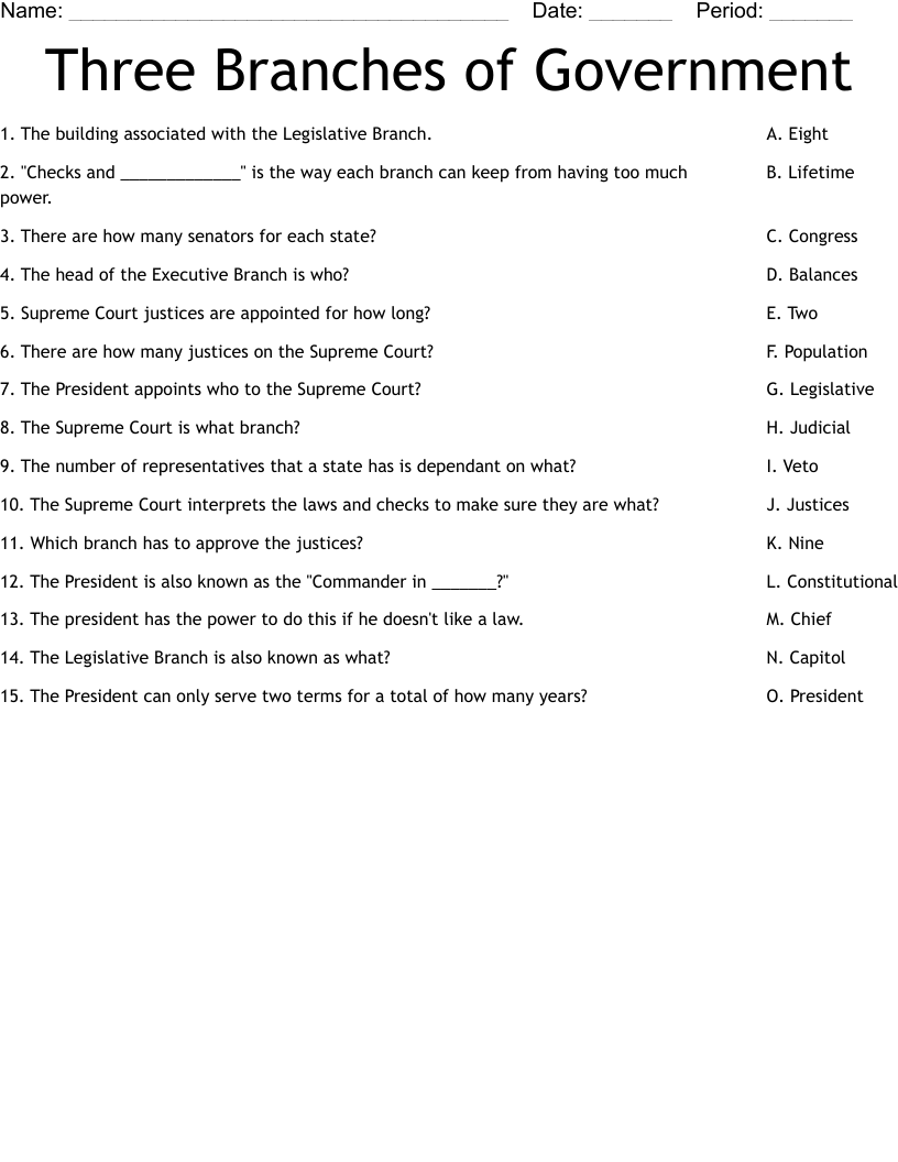 Three Branches Of Government Worksheet WordMint Create Government Worksheets Storyboard That