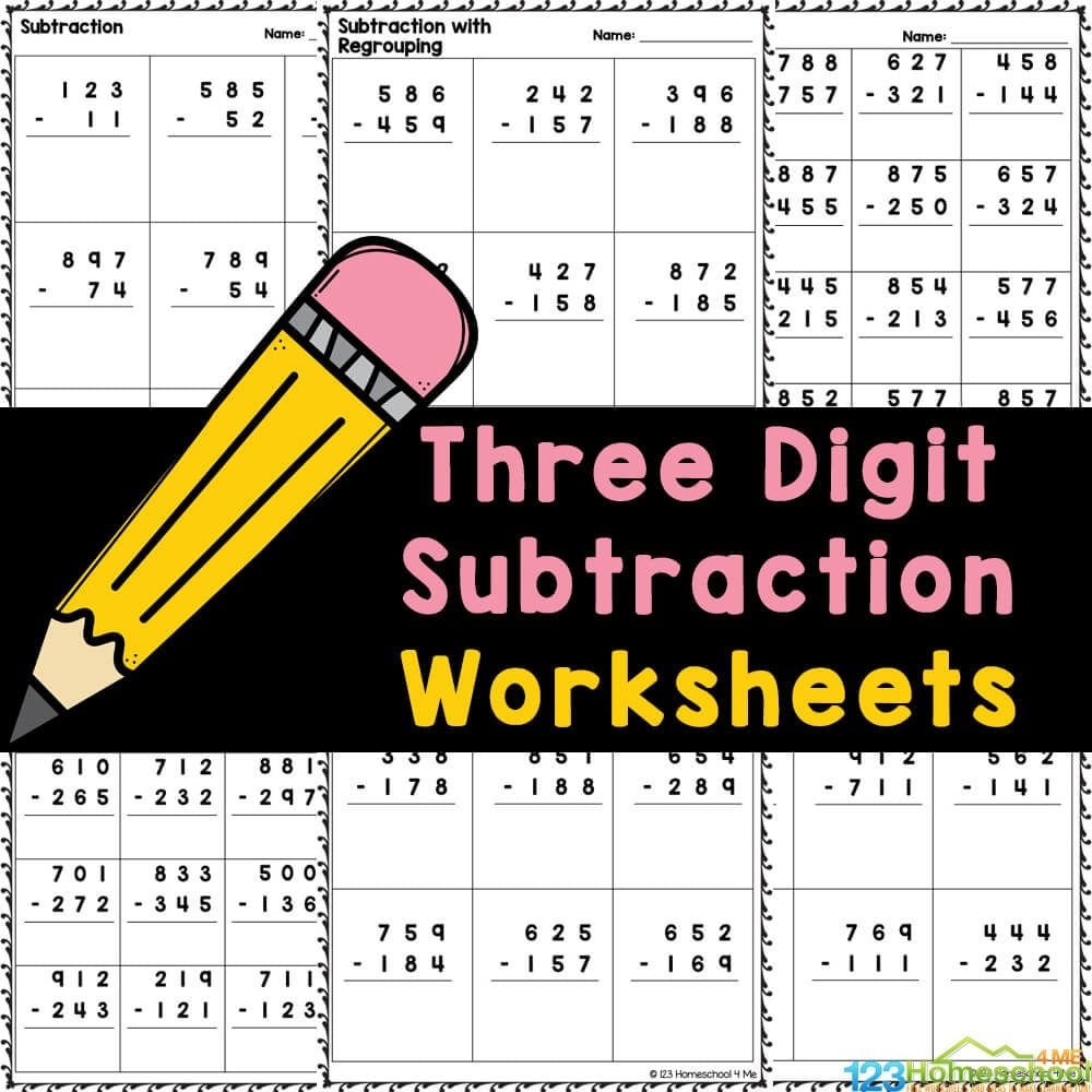 Three Digit Subtraction Worksheets Three Digit Subtraction Worksheets