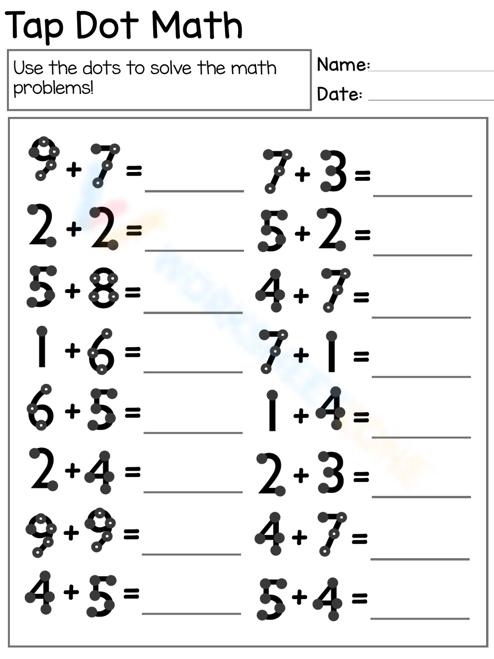 Touch Math Worksheets Touch Math Worksheets