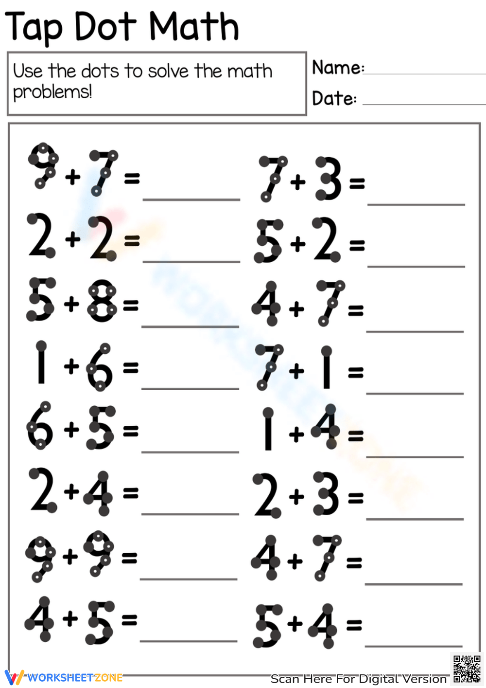 Touch Math Worksheets