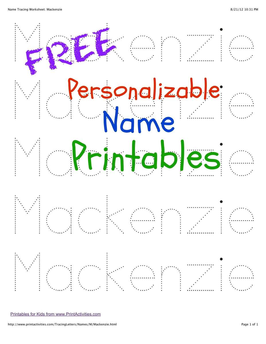 Trace Paper Custom Name Tracing Worksheets Name Writing Practice For Kids