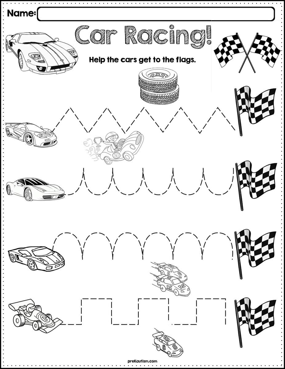 Trace The Pattern Race Cars Worksheets By PreKautism TPT Trace The Pattern Race Cars Worksheets By PreKautism TPT