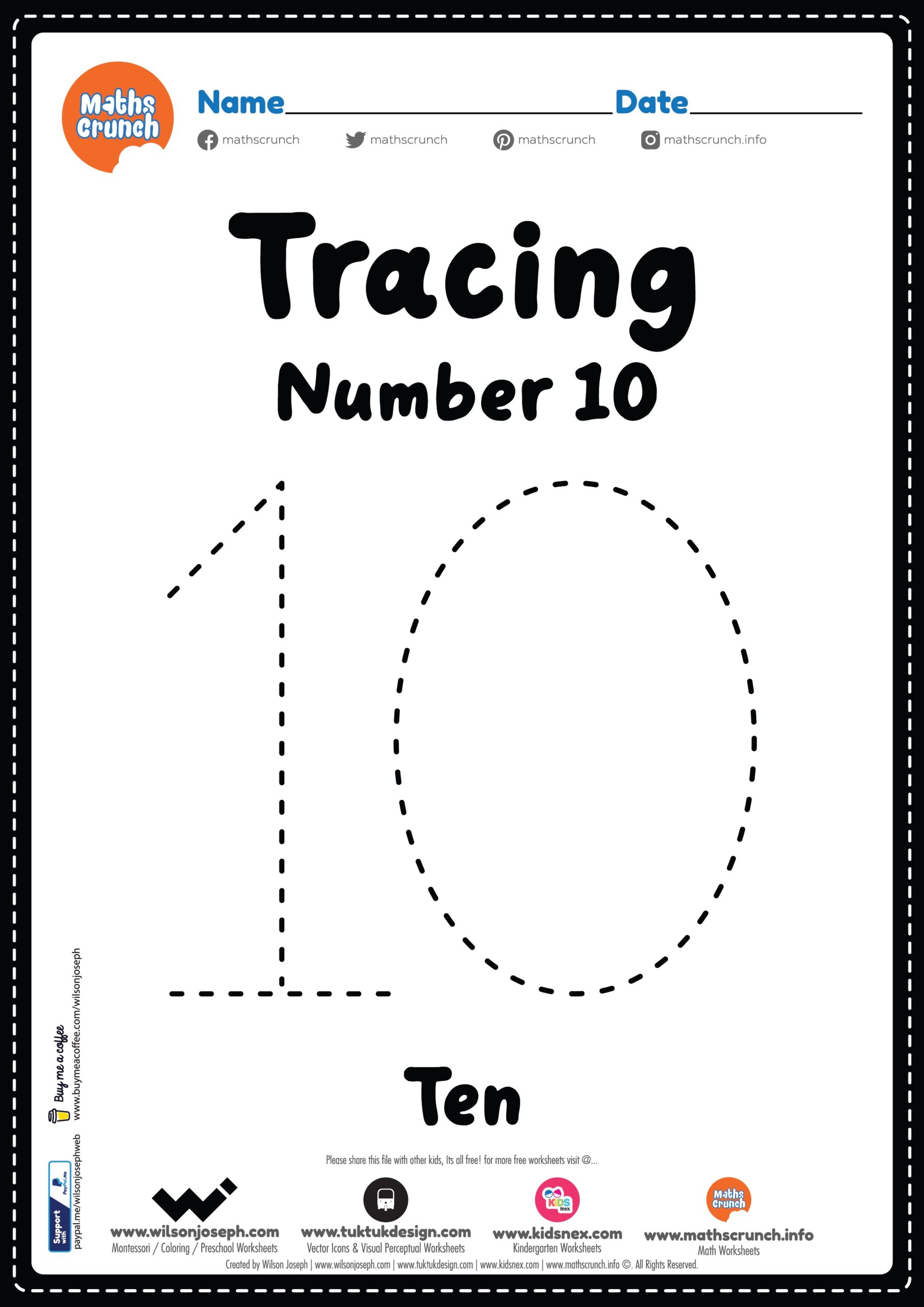 Tracing Number 10 Worksheet For Kids Free Printable PDF Tracing Number 10 Worksheet For Kids Free Printable PDF