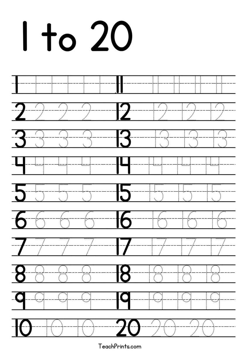 Free 1 20 Counting Worksheets Teach Prints