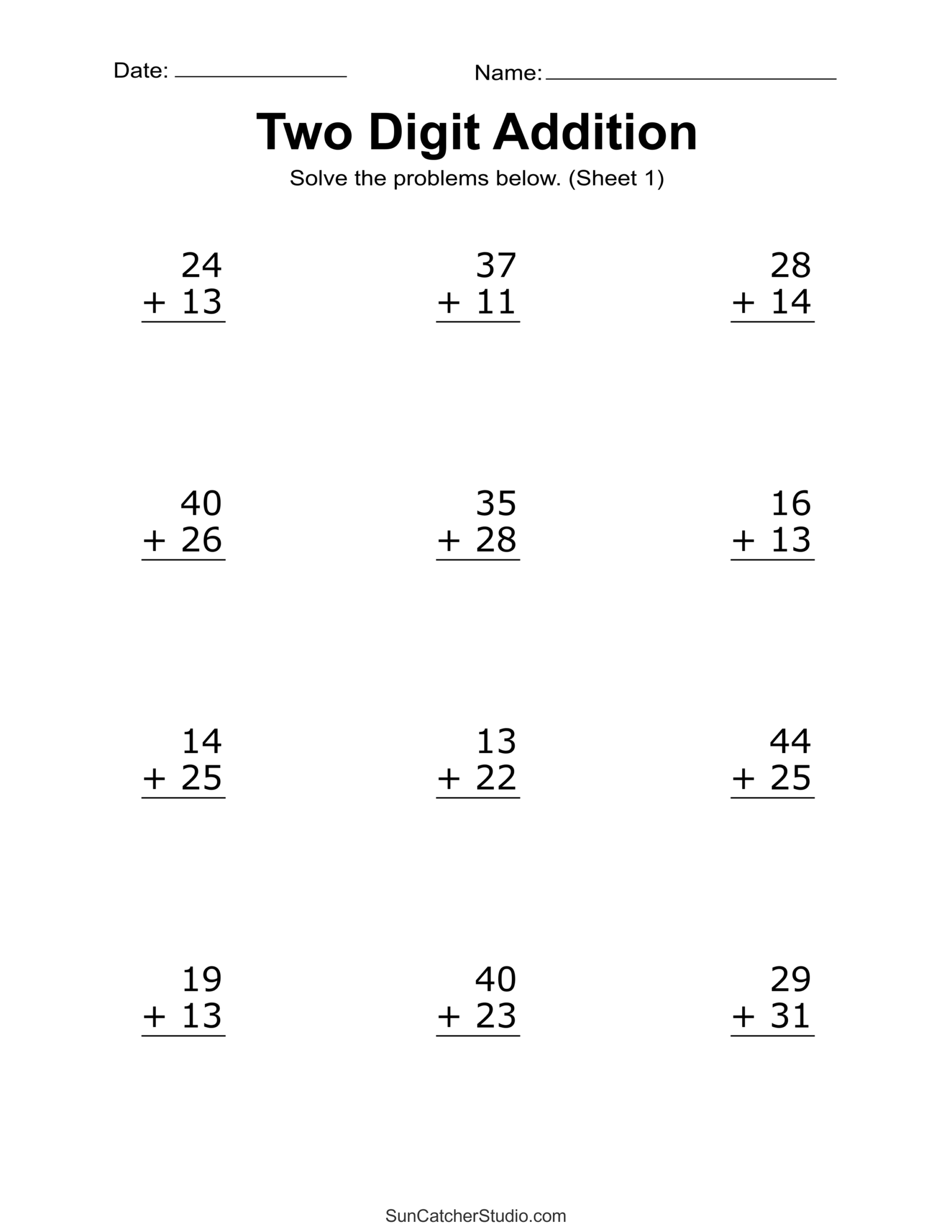 Two Digit Addition Worksheets Printable 2 Digit Problems Free Printables Lettering SVG Files Tools Apps Addition Doubles Worksheets Superstar Worksheets