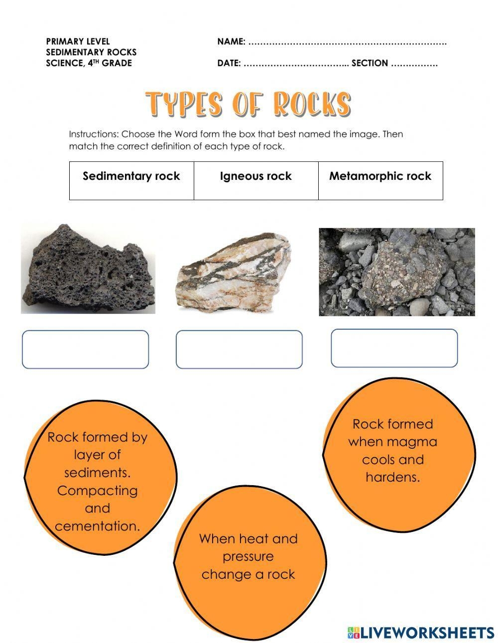Types Of Rocks Exercise Worksheets Library