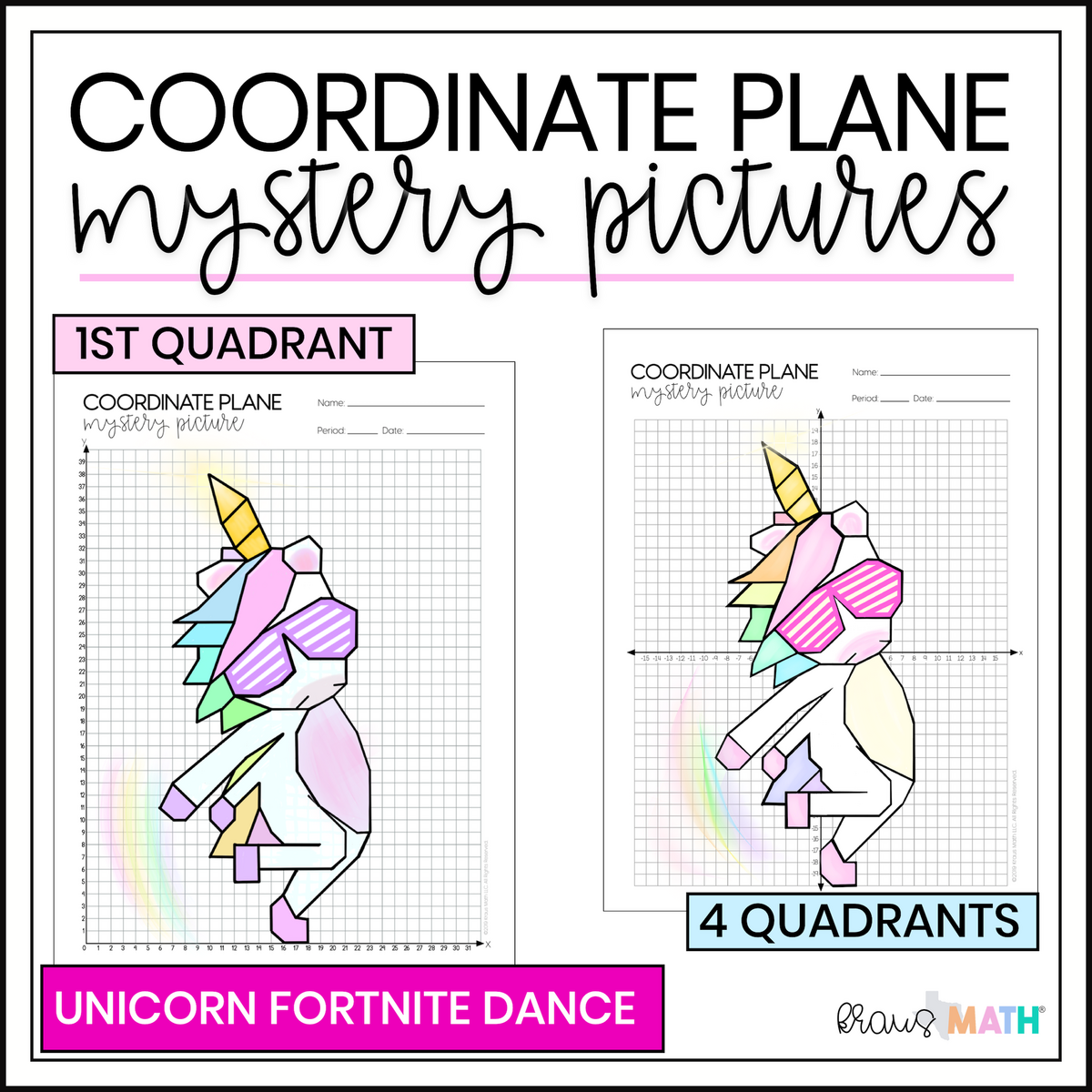 Unicorn Fortnite Shoot Dance Coordinate Planes Activity Kraus Math