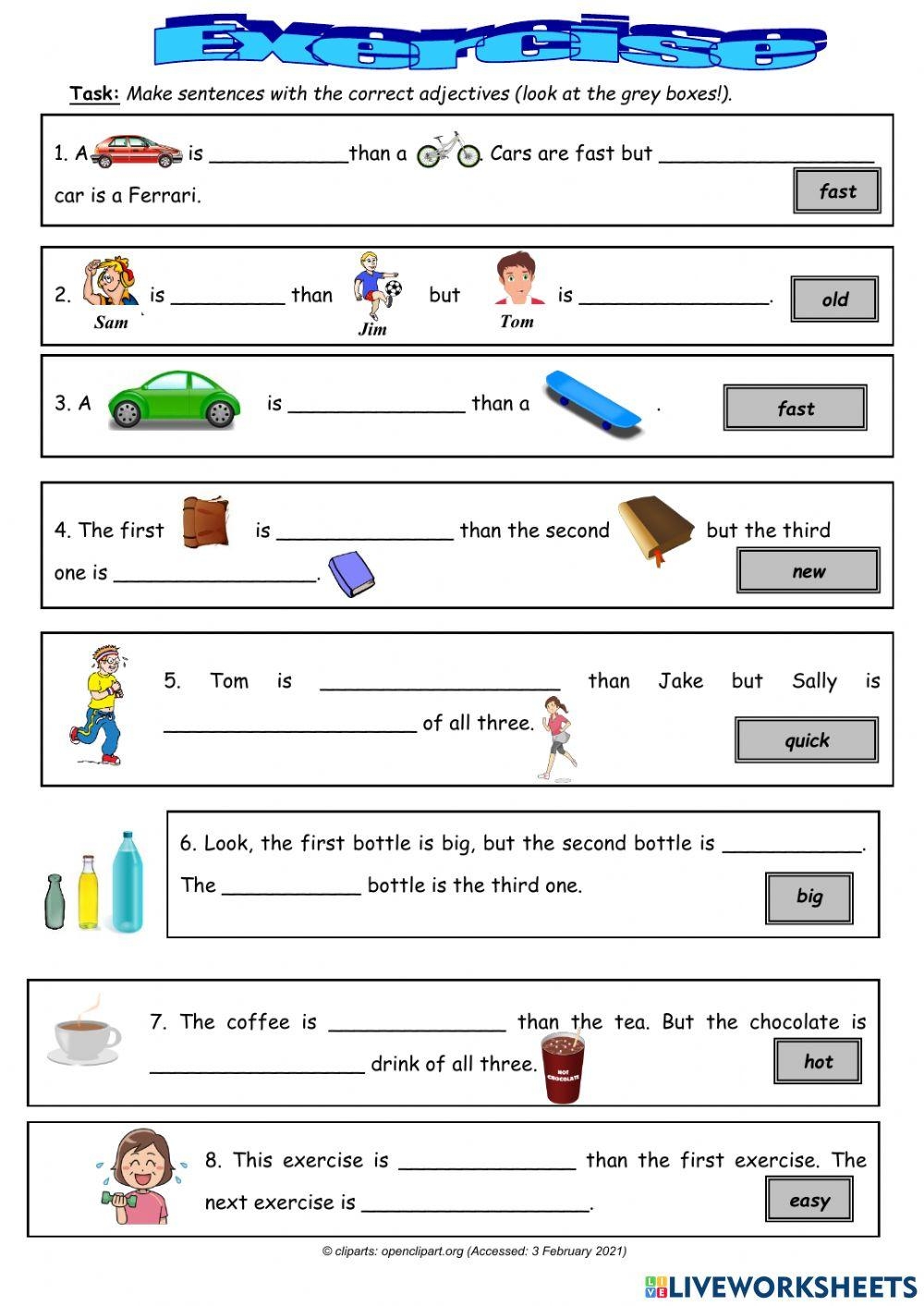 Using Adjectives With Er Or Est Worksheets Library Class 3 English Grammar Compare Er And Est Worksheets PDF