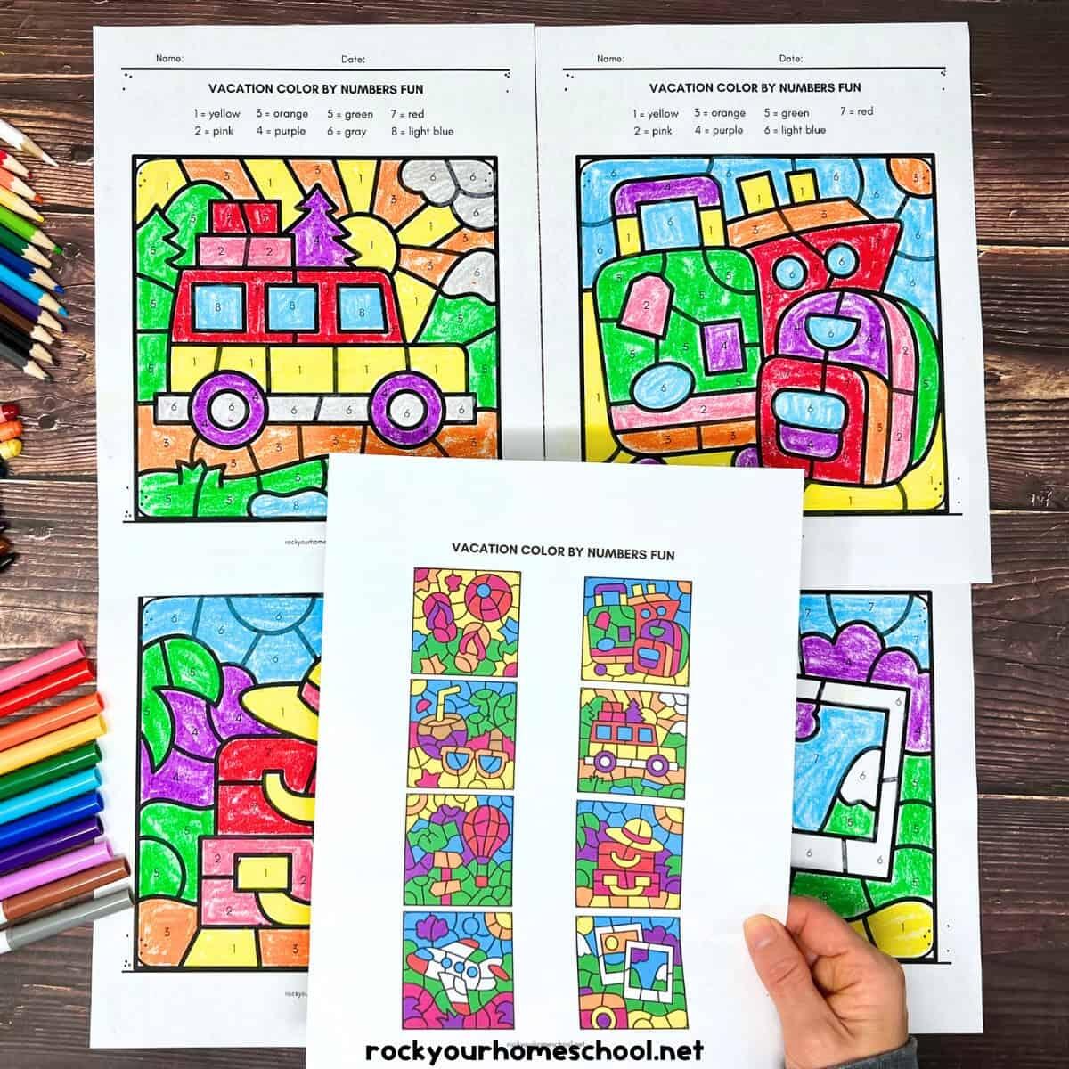 Vacation Coloring Sheets For Kids Free Color By Number Set Rock Your Homeschool