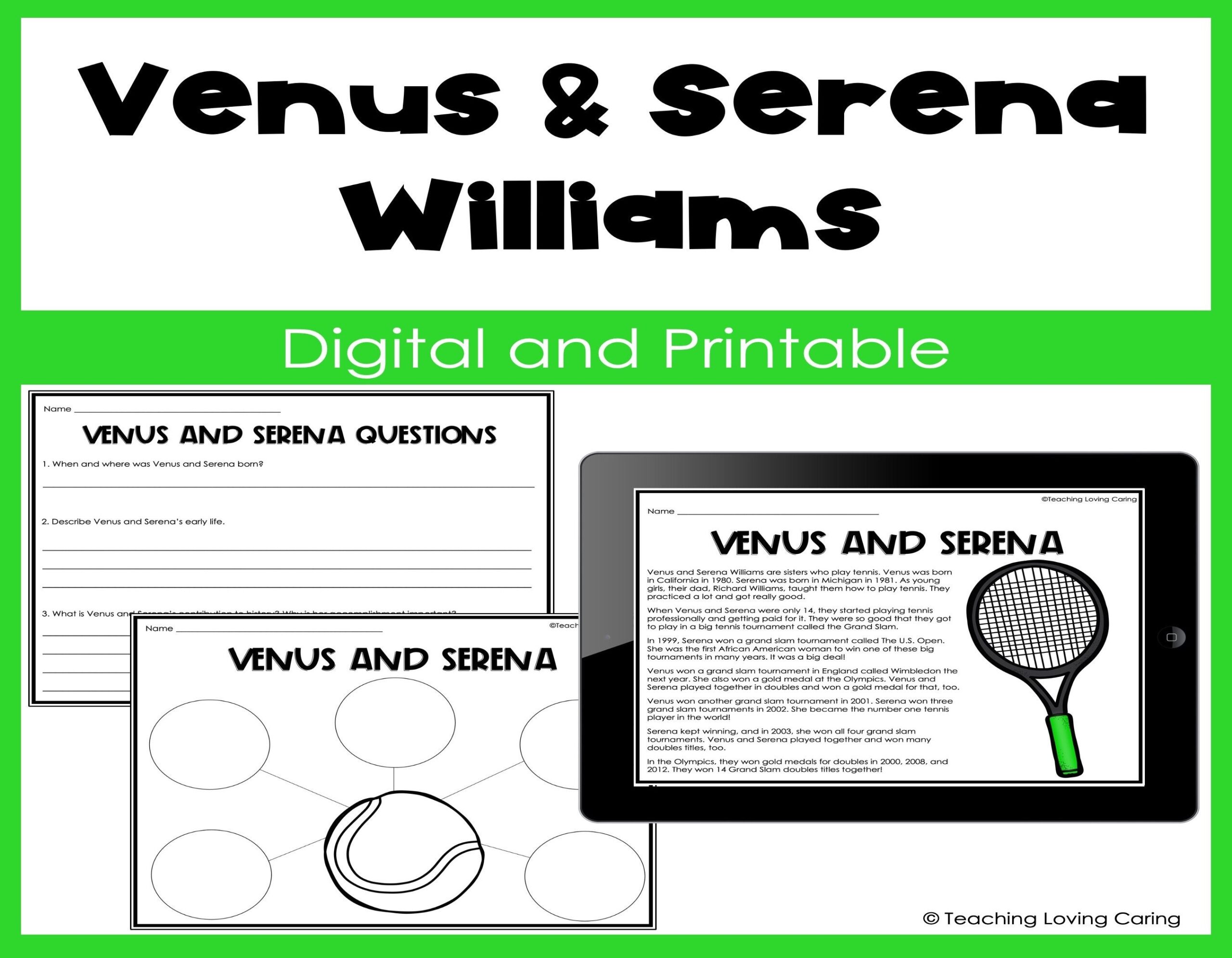 Venus And Serena Williams Women S History Reading Comprehension Etsy Venus And Serena Williams Women S History Reading Comprehension Etsy