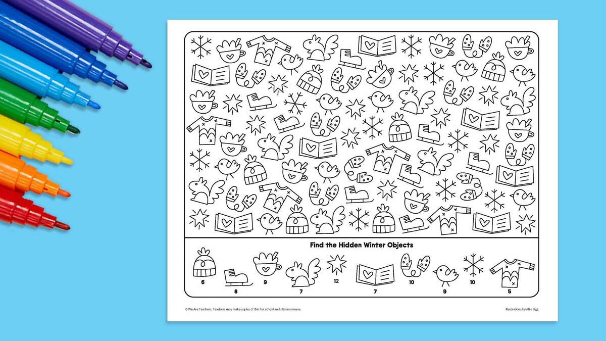 Winter Seek And Find Free Printable Activity Holiday Look Find Find The Hidden Christmas Objects Printable Hand Lettered Printables