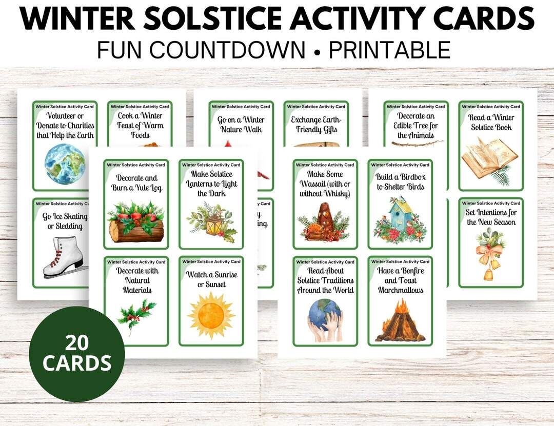 Winter Solstice Activity Cards Nature Based Winter Activities Etsy