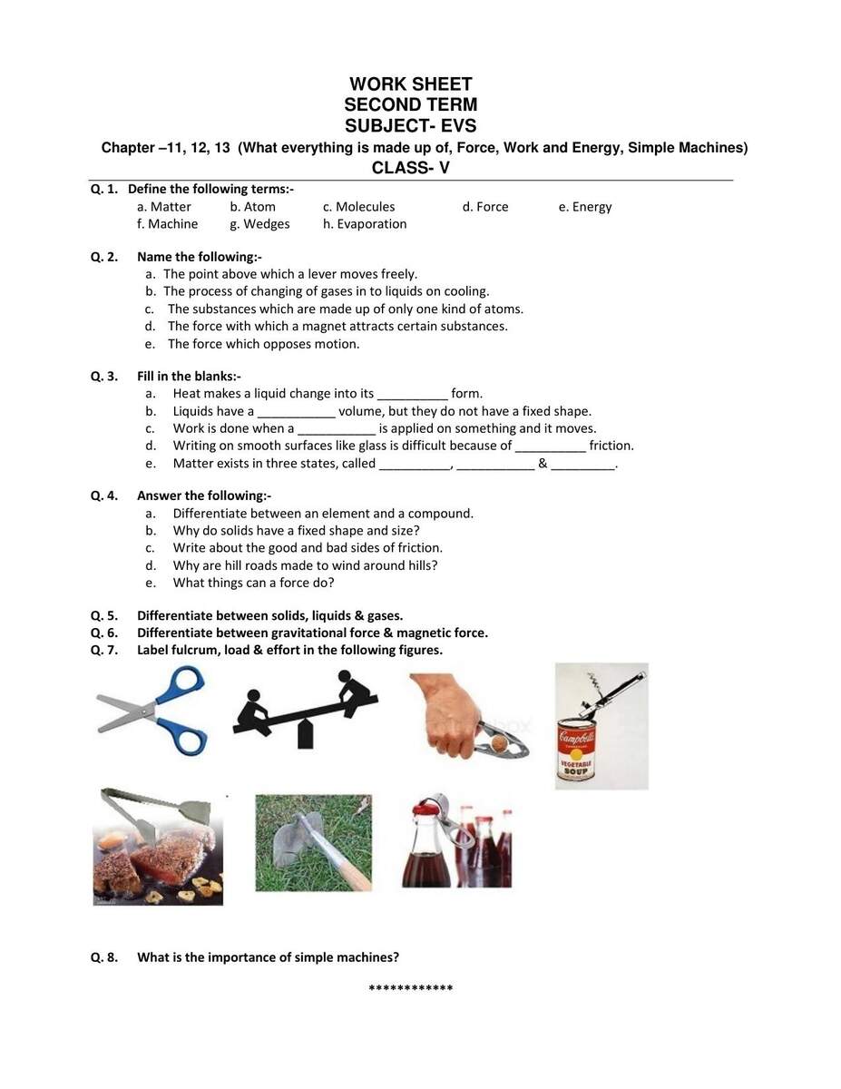 Worksheet For Class 5 Environmental Studies Force Work And Energy Assignment IndCareer Docs Worksheet For Class 5 Environmental Studies Force Work And Energy Assignment IndCareer Docs